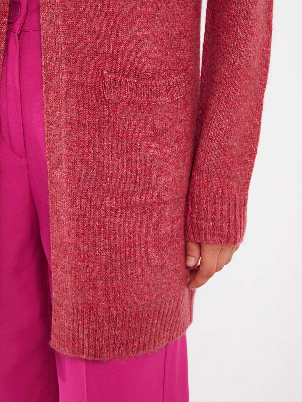 Shawl Collar Plain Long Sleeve Women's Knitwear Cardigan-3