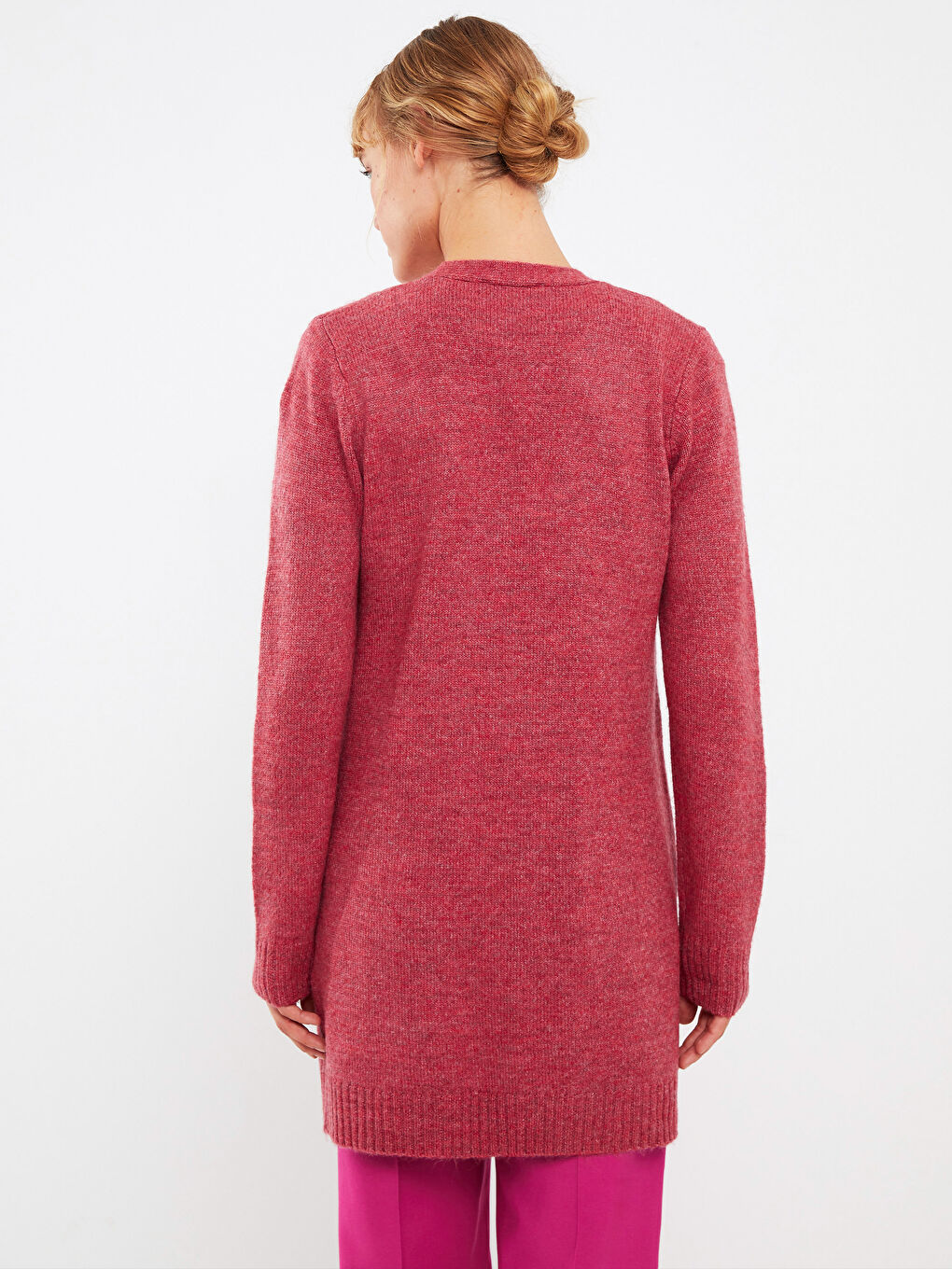 Shawl Collar Plain Long Sleeve Women's Knitwear Cardigan-4