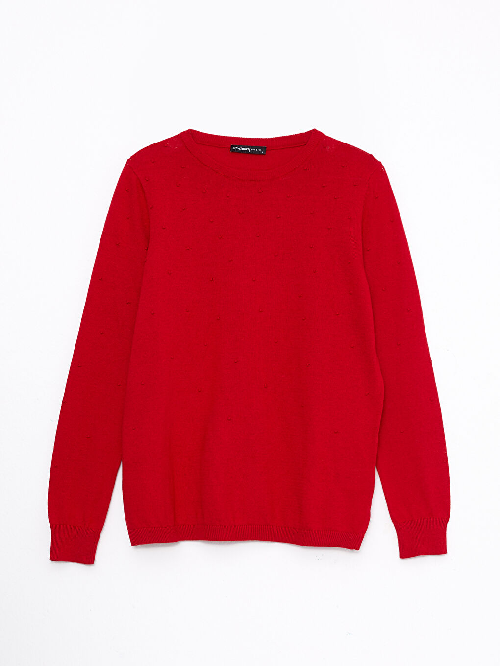 Crew Neck Self Patterned Long Sleeve Women's Knitwear Sweater-5