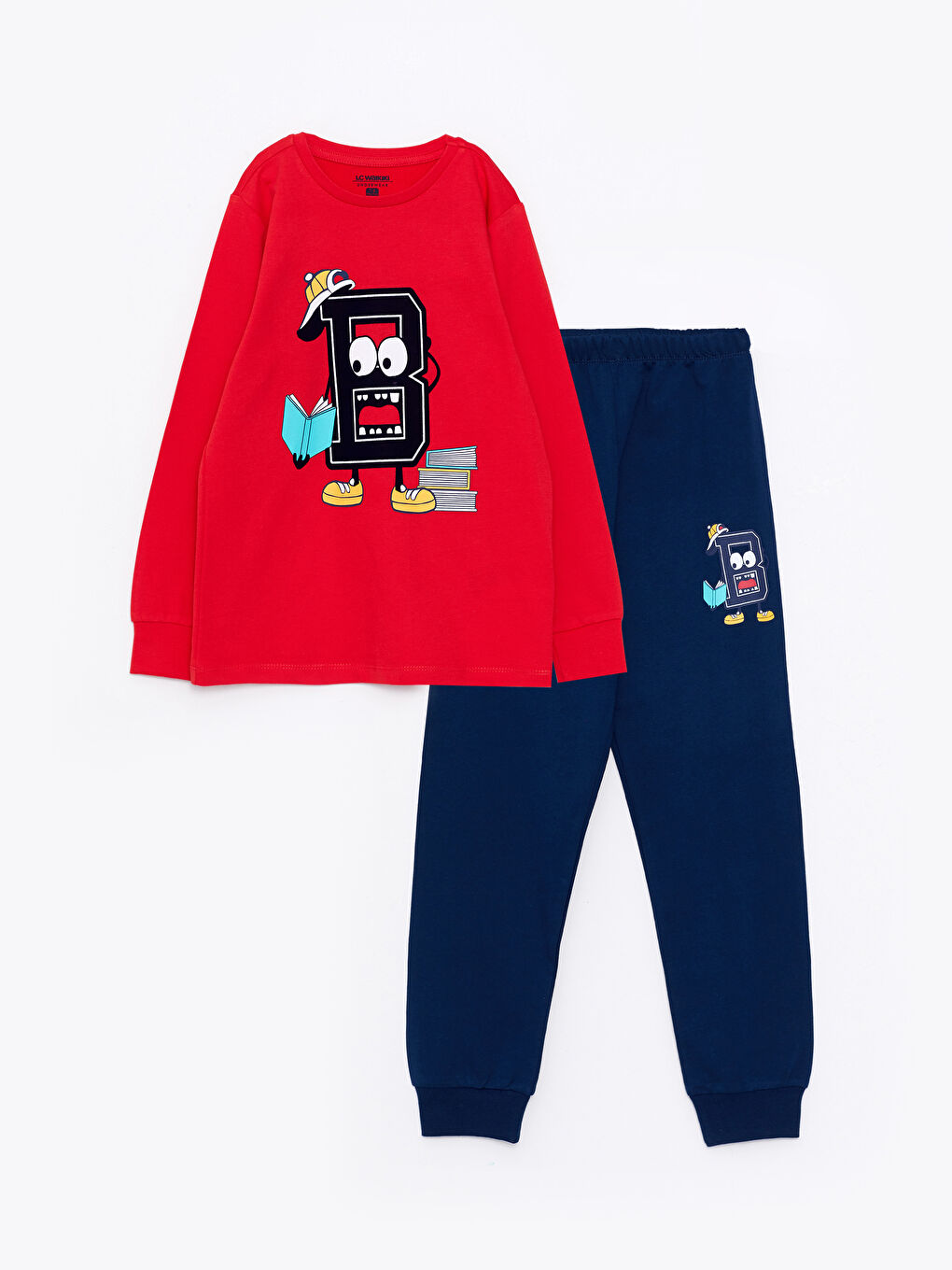 LC Waikiki Crew Neck Printed Long Sleeve Boys' Pyjama Set -W29020Z4-HNK