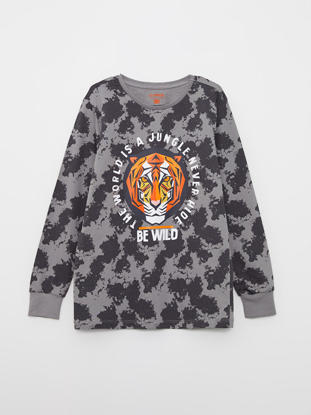 Комплект пижами с кръгло деколте, отпечатан, с дълъг ръкав за момчета-1