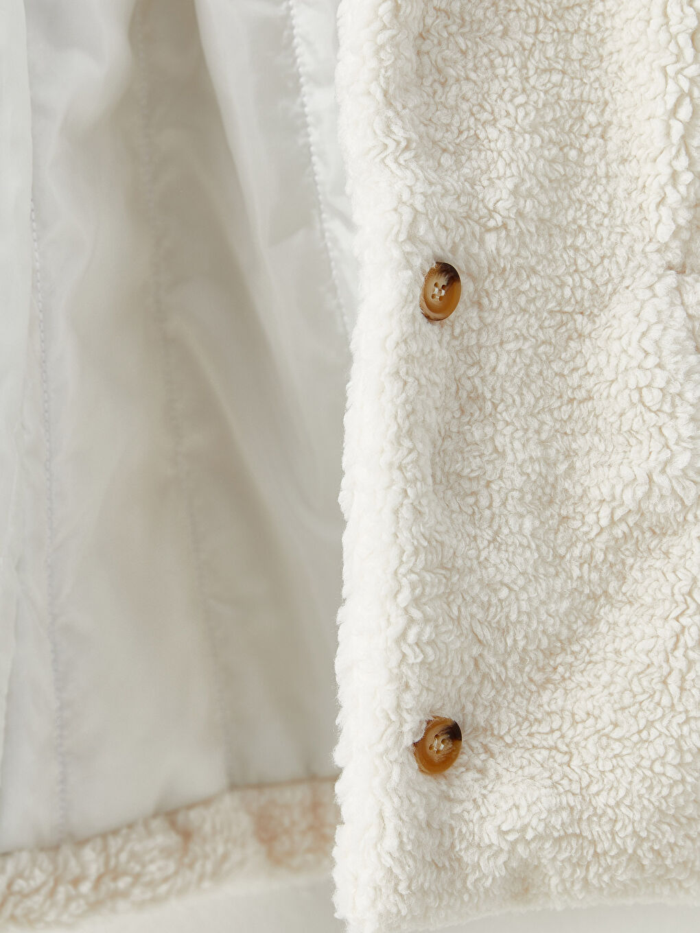 Ekru Kapüşonlu Pelüş Kız Çocuk Kaban-3