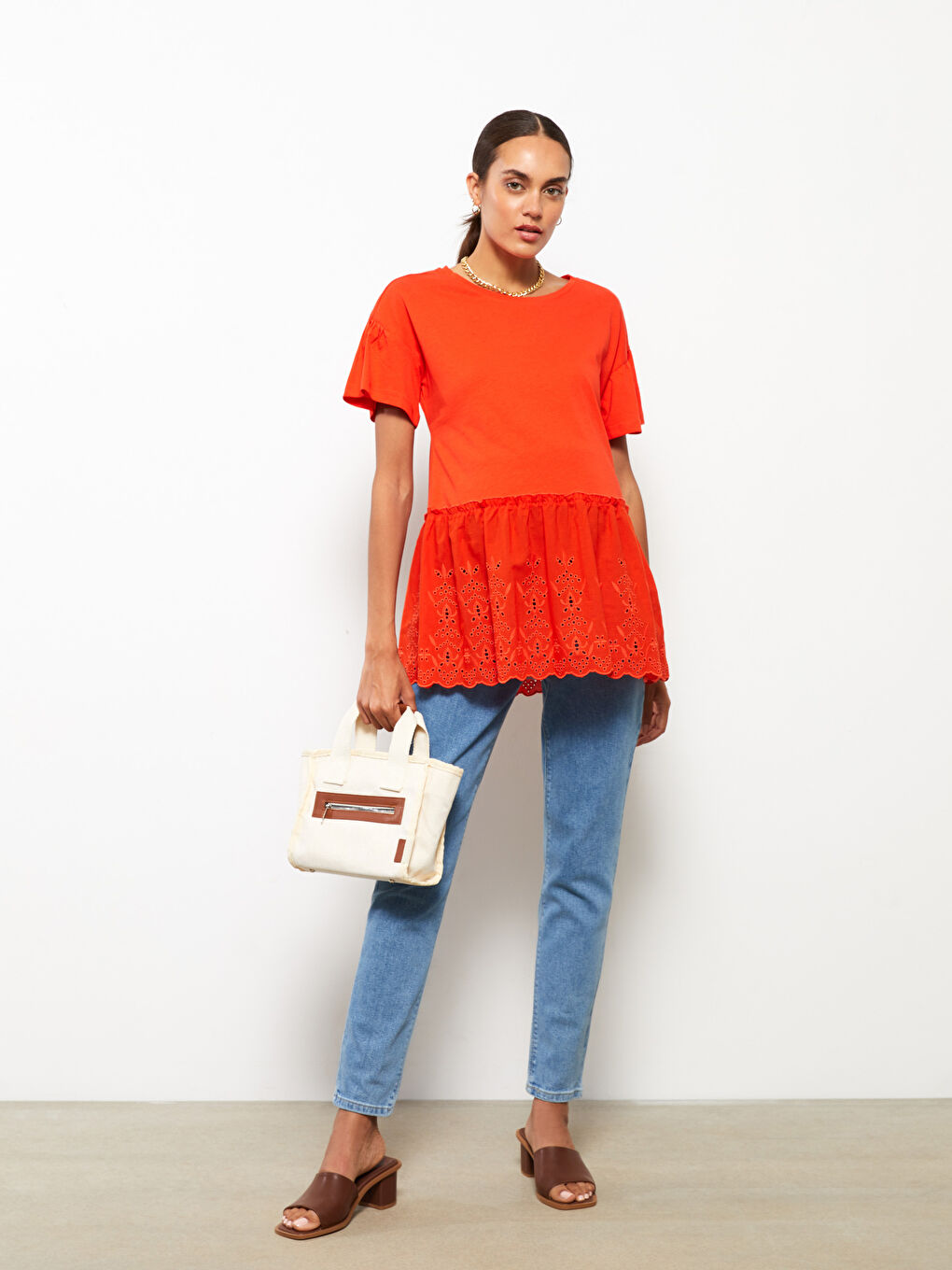 İndigo Karın Panelli Slim Mom Düz Hamile Rodeo Jean Pantolon-1