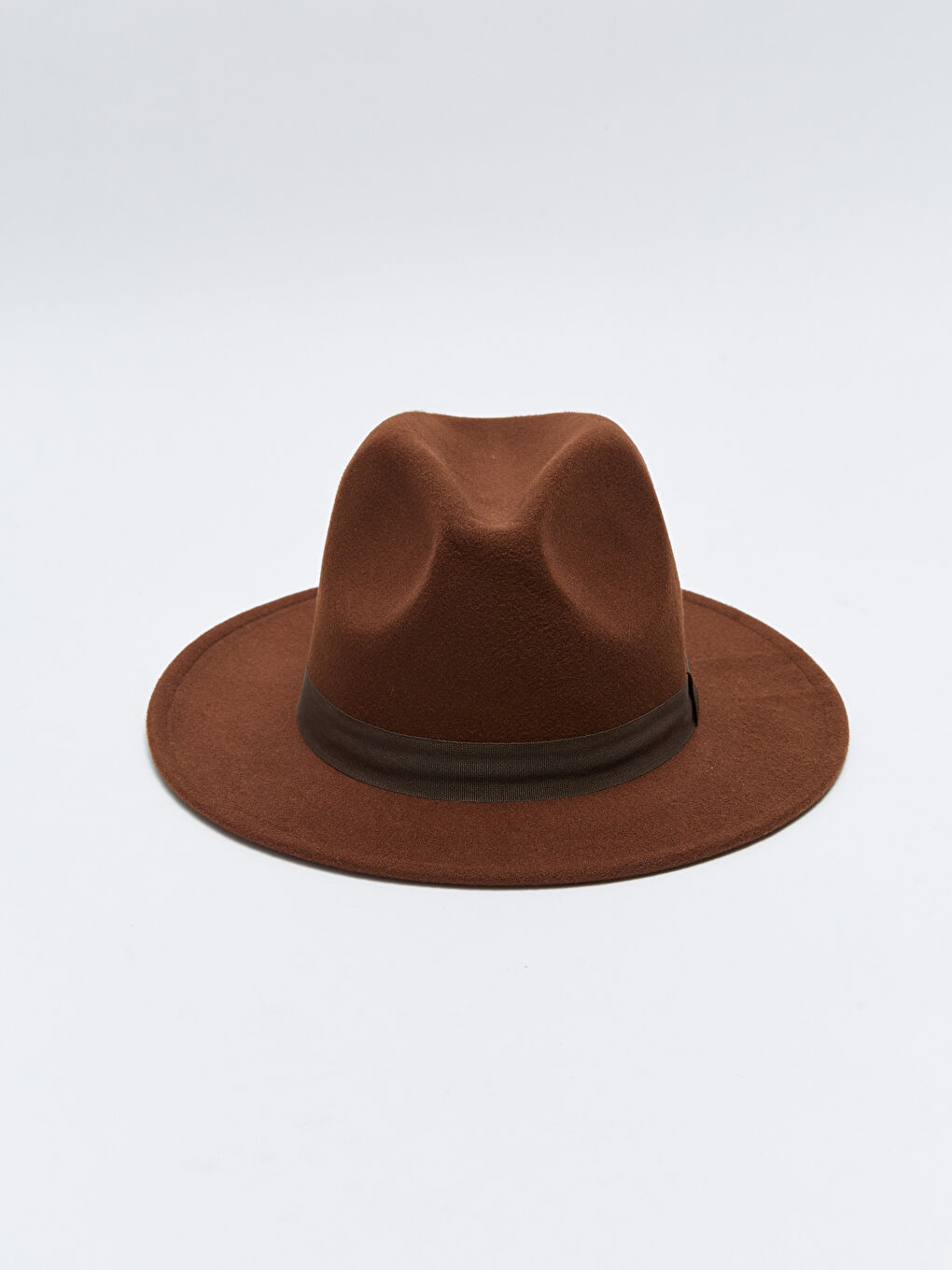 Kahverengi Şerit Detaylı Erkek Kaşe Fötr Şapka