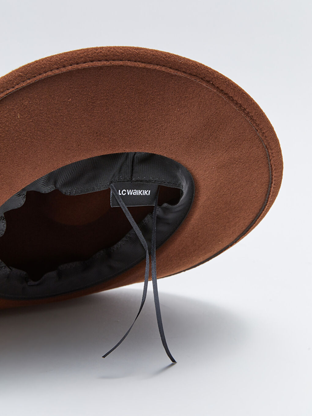 Kahverengi Şerit Detaylı Erkek Kaşe Fötr Şapka-3