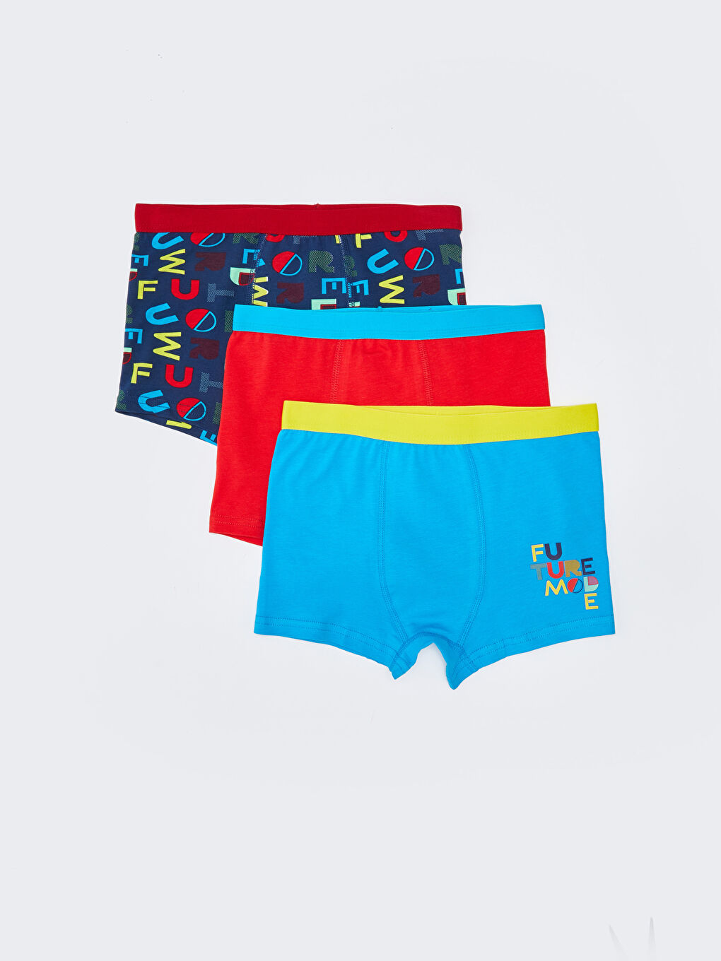 Lacivert Baskılı Pamuklu Erkek Çocuk Boxer 3'lü