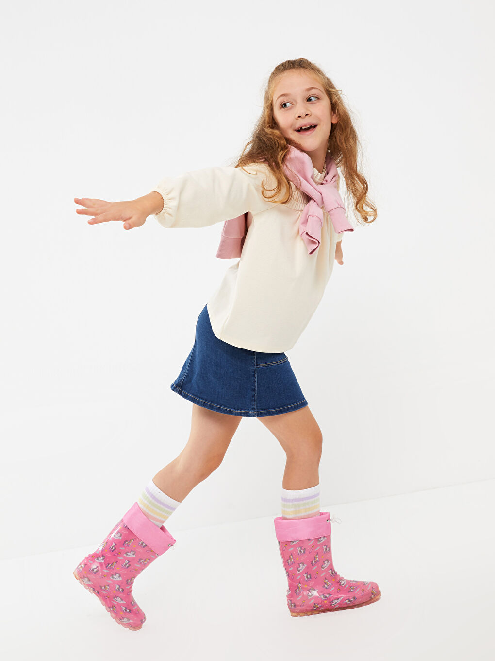 Pembe Baskılı Kız Çocuk Yağmur Botu-2