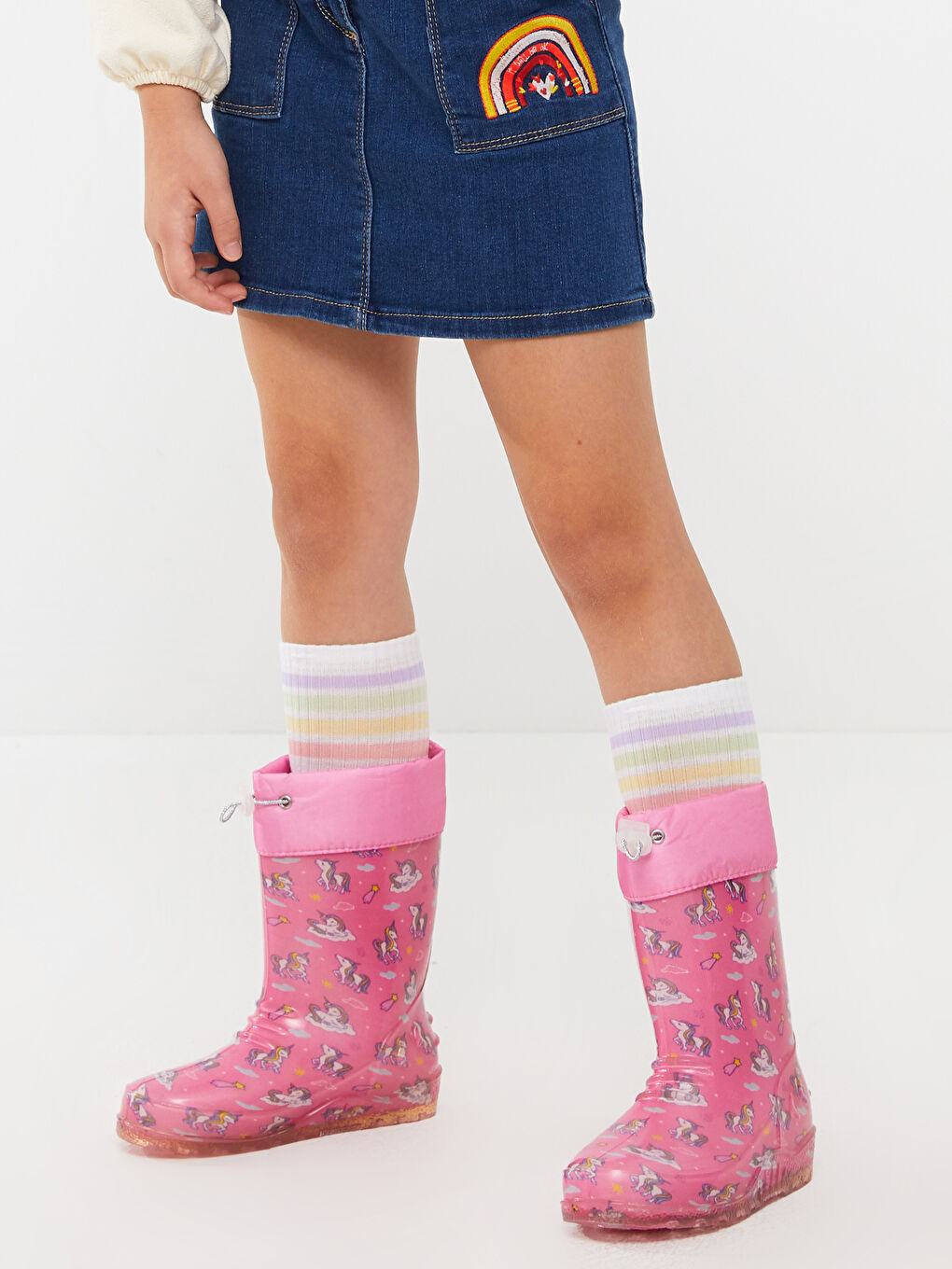 Pembe Baskılı Kız Çocuk Yağmur Botu-4