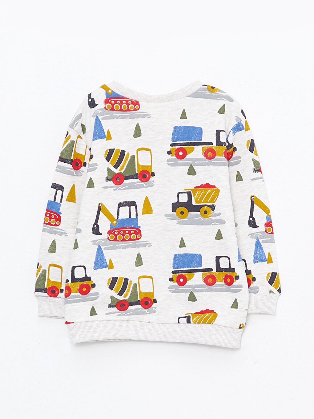 Ekru Bisiklet Yaka Uzun Kollu Baskılı Erkek Bebek Sweatshirt-1