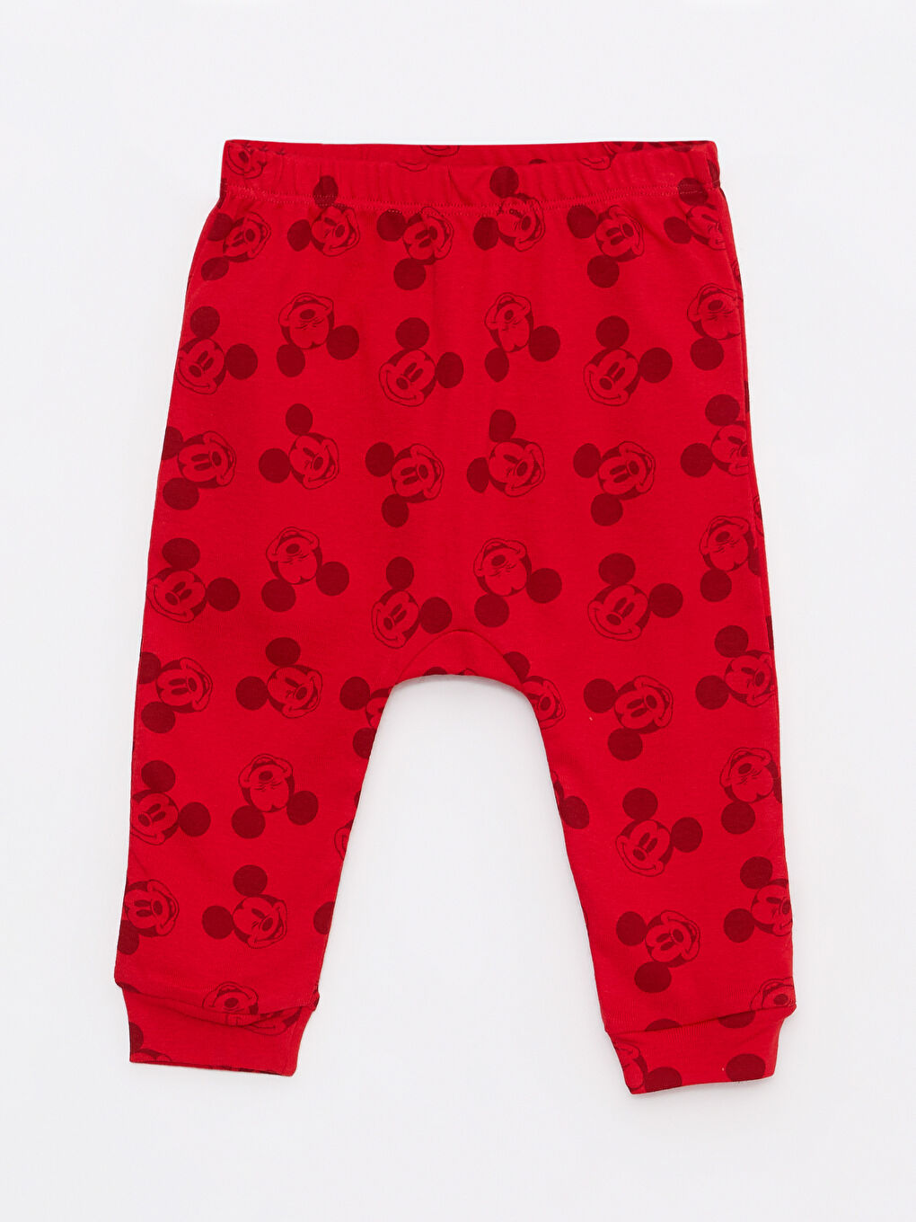 Beyaz Bisiklet Yaka Uzun Kollu Mickey Mouse Baskılı Pamuklu Erkek Bebek Hastane Çıkış Seti 3'lü Takım-2
