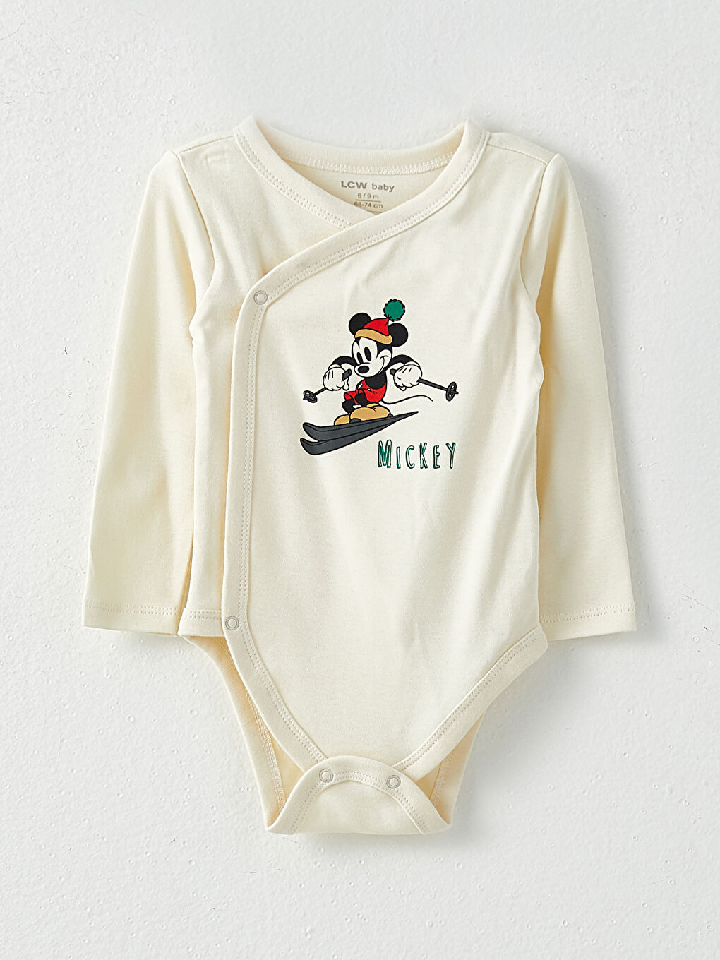 Envelope Collar Long Sleeve Mickey Mouse Printed Baby Boy Body and Trousers 2 Set-1