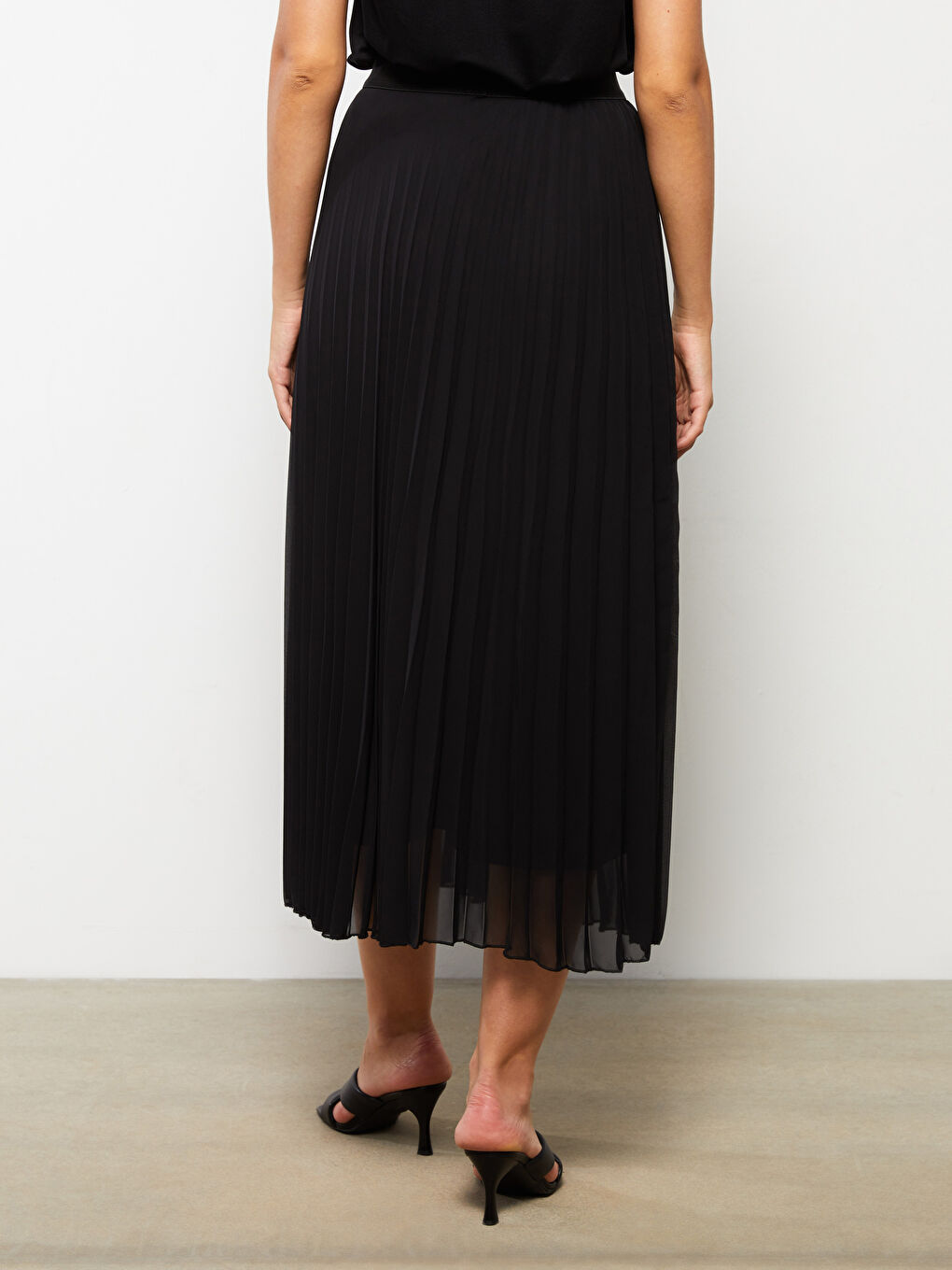 تەنورەی شیفۆنی چینکراوی بە کمرەی ئێلاستیکی بۆ ژنان-4