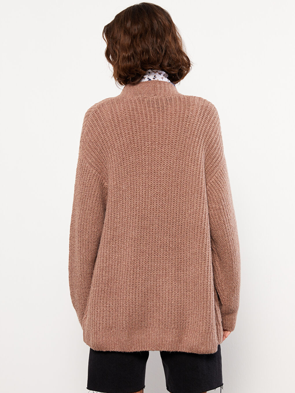 Shawl Collar Plain Long Sleeve Women's Knitwear Cardigan-4