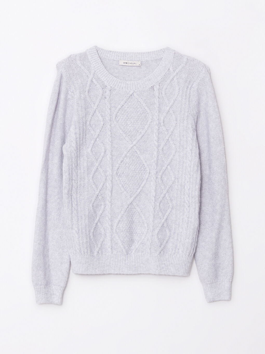 LCW Vision Rundhalsausschnitt Selbstgemustert Langarm Damen Strickpullover -W29130Z8-D5P