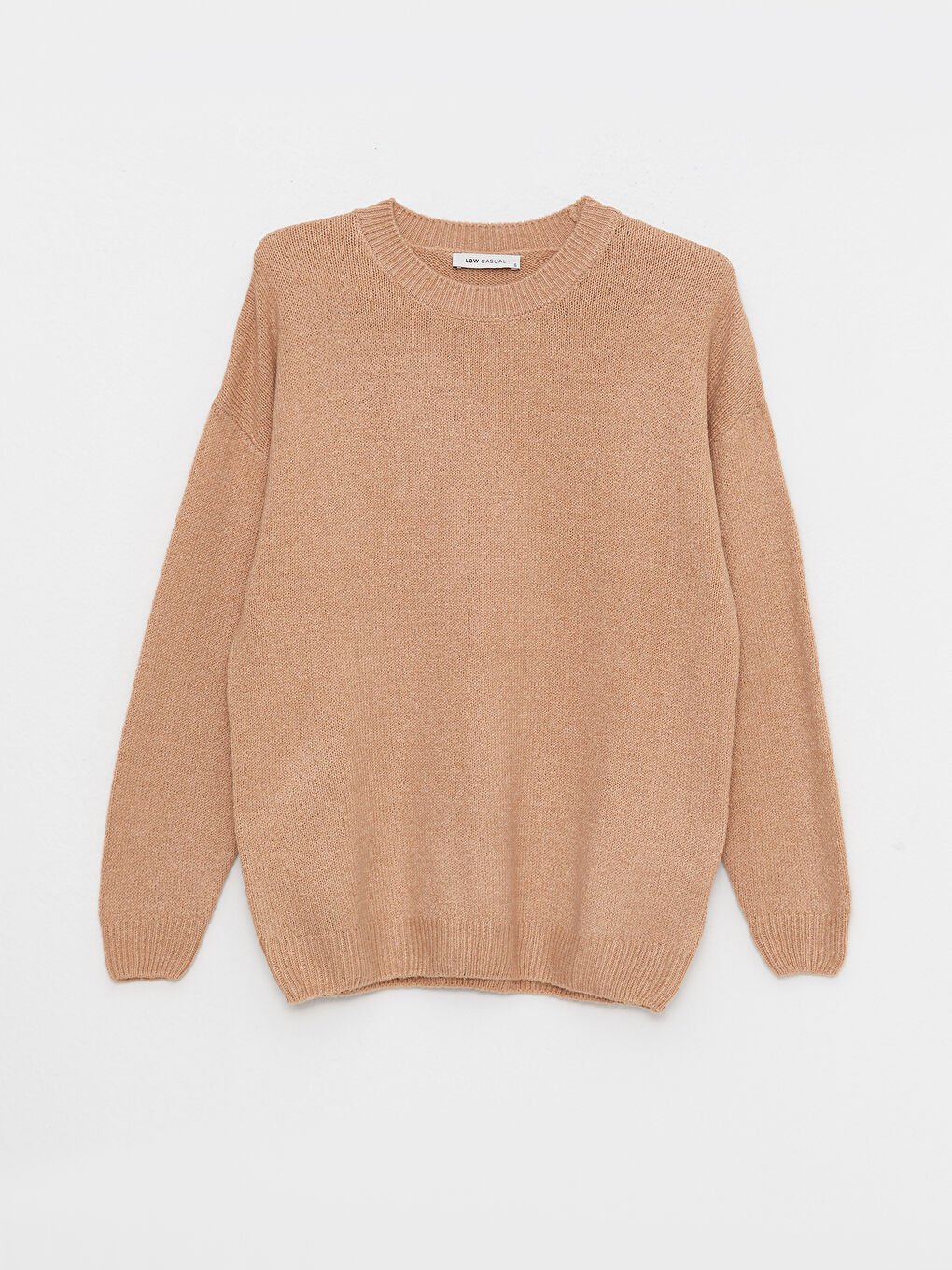 Crew Neck Plain Long Sleeve Women's Knitwear Sweater-5