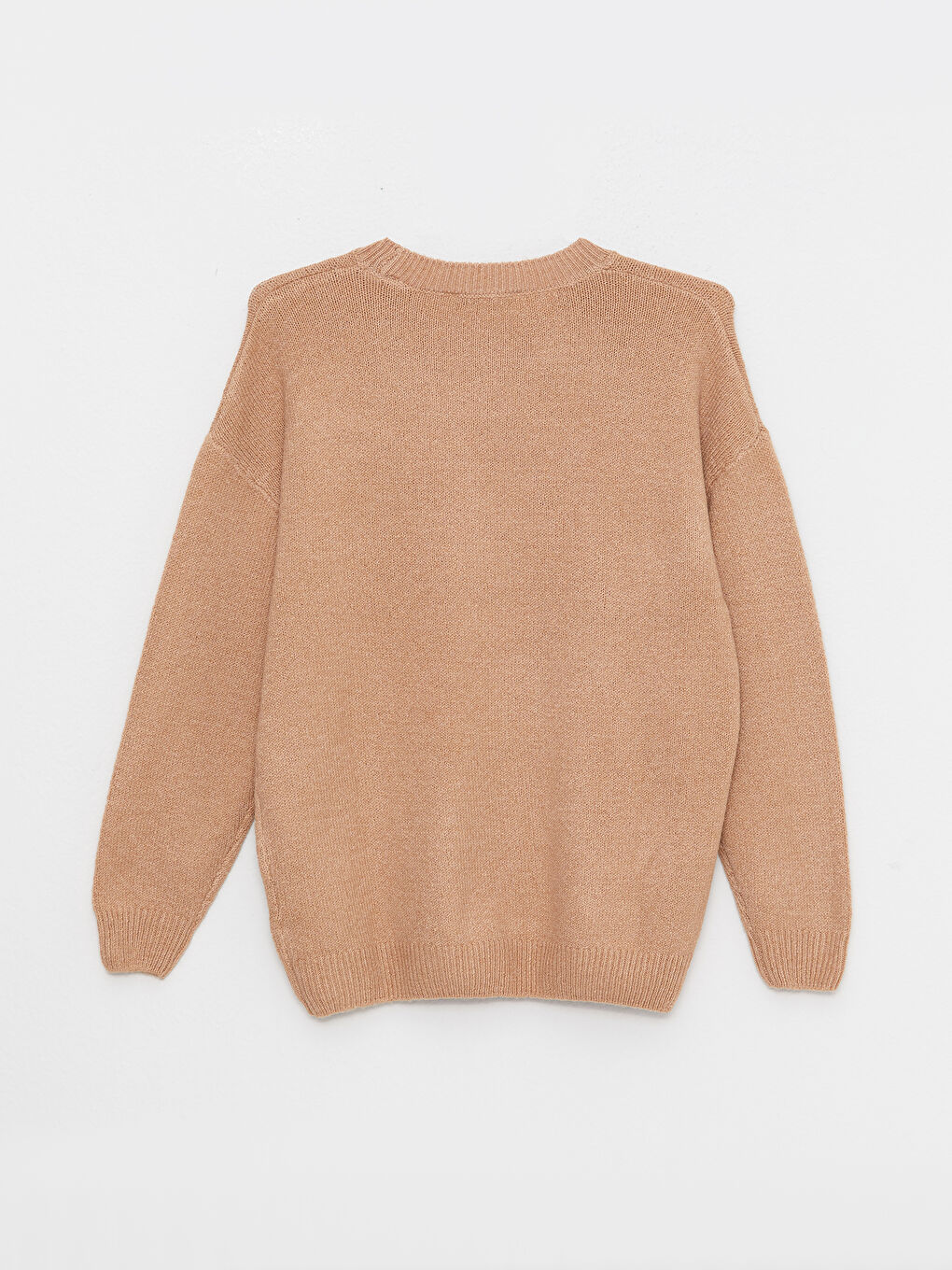 Crew Neck Plain Long Sleeve Women's Knitwear Sweater-6