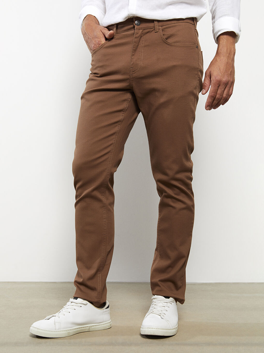 SOUTHBLUE Kahverengi Slim Fit Armürlü Erkek Pantolon - 3