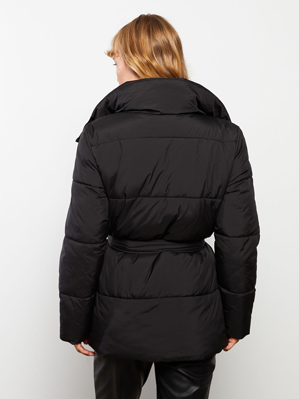 Žena CRNA Puffer jakna/napuhana deblja jakna-4