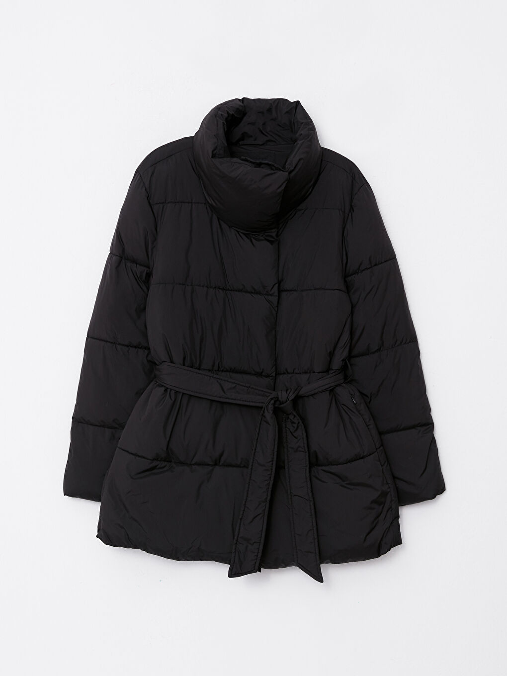 Žena CRNA Puffer jakna/napuhana deblja jakna-5