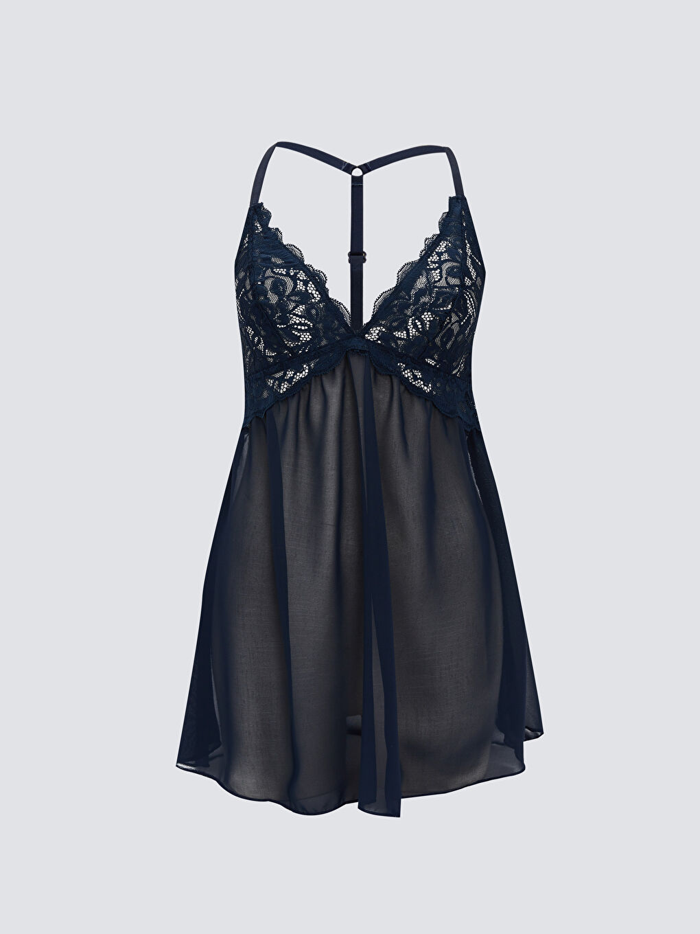 Lacivert Dolgusuz Dantel Detaylı Babydoll