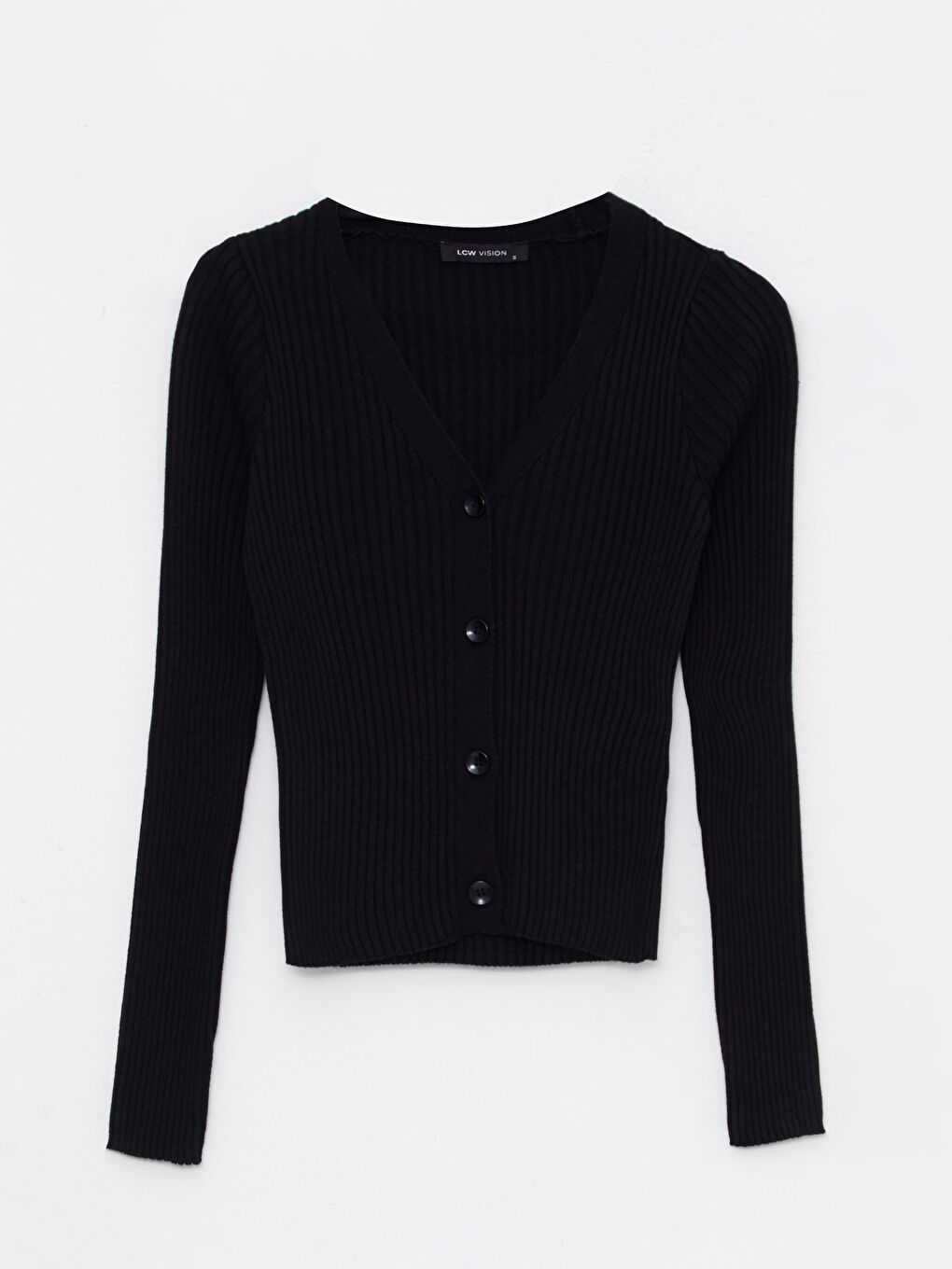 Siyah V Yaka Kadın Triko Hırka-4