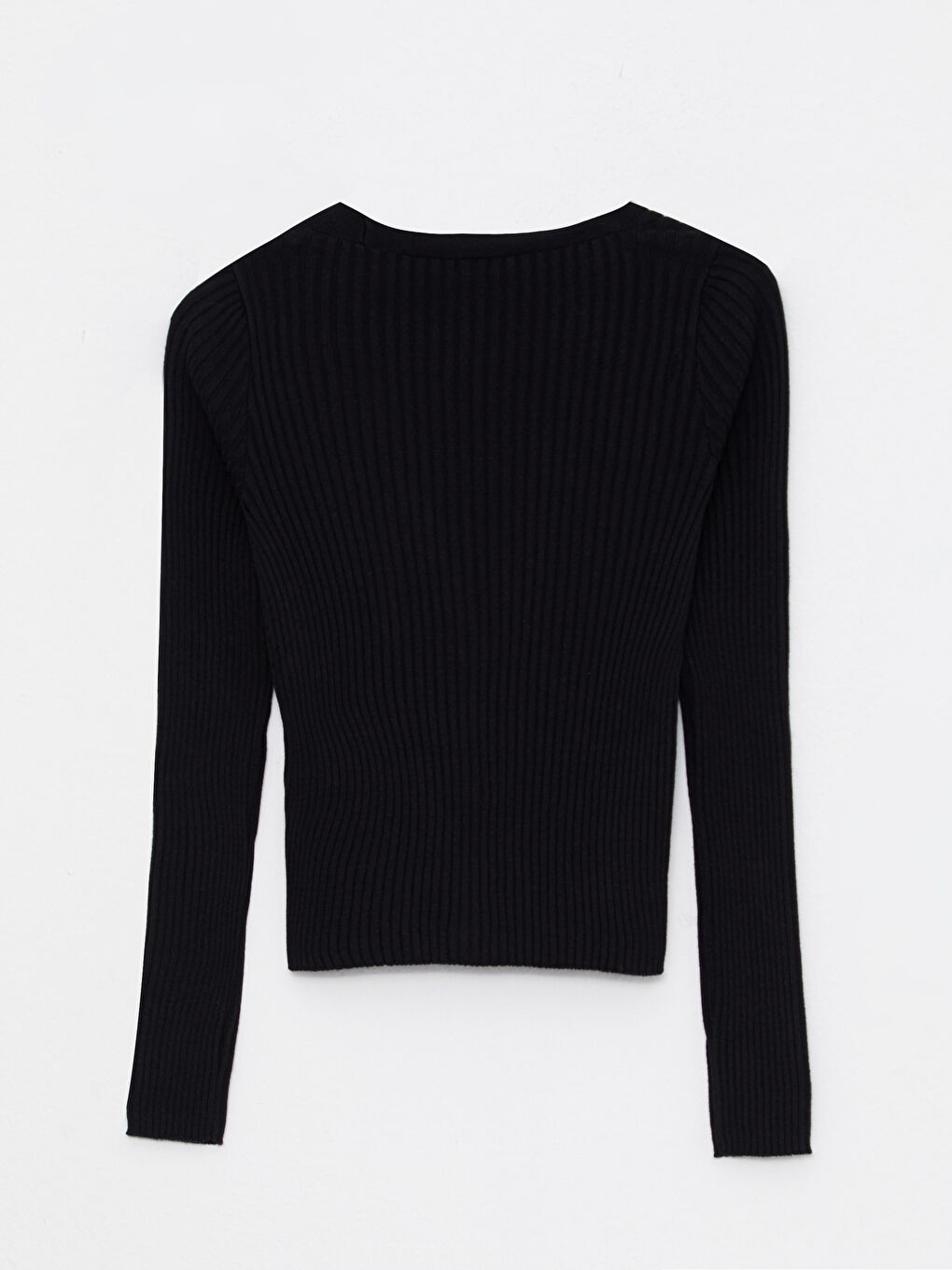 Siyah V Yaka Kadın Triko Hırka-5