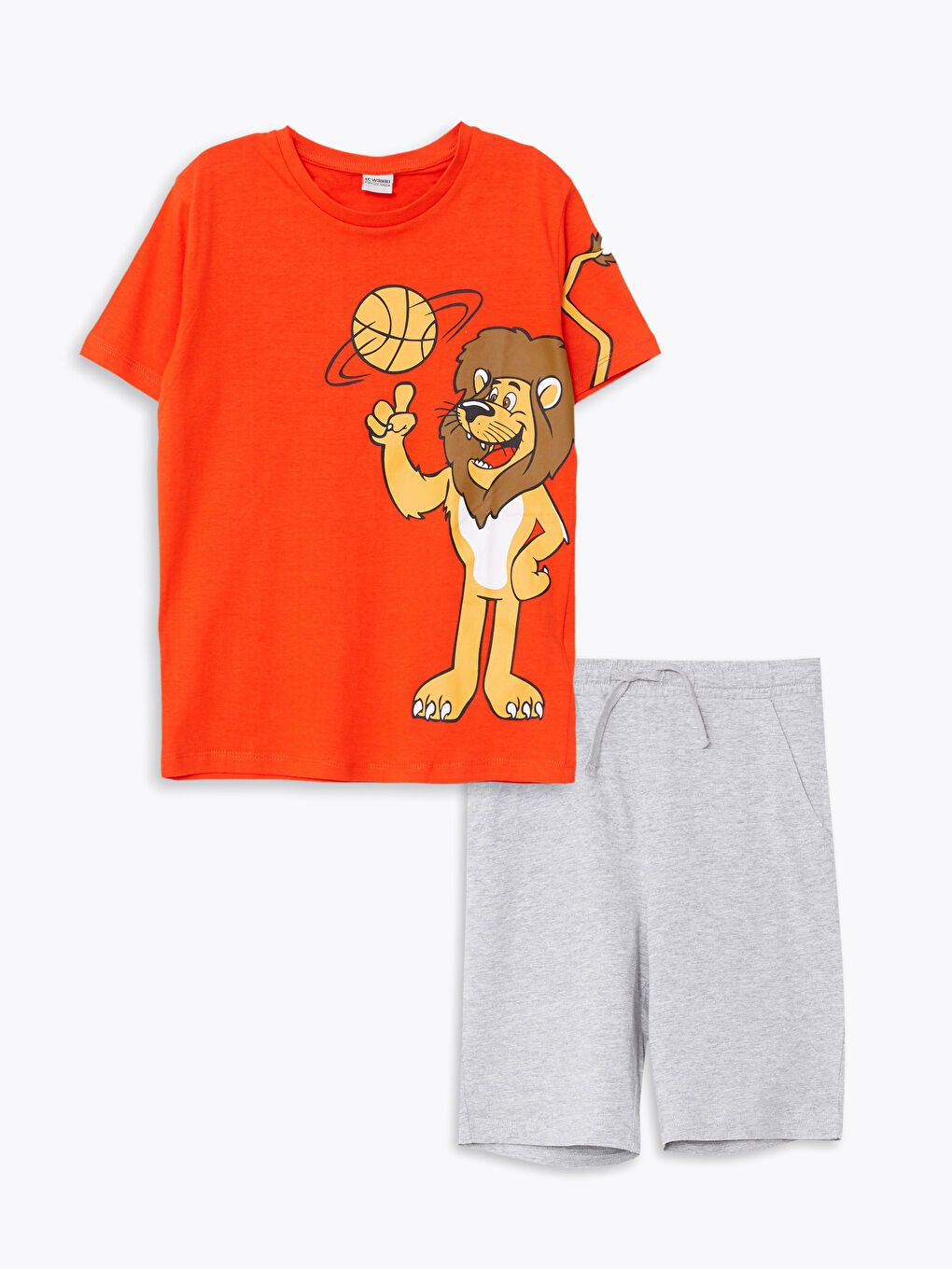 LCW Kids Crew Neck Printed Short Sleeve Boys' T-Shirt and Shorts -W29184Z4-GWZ