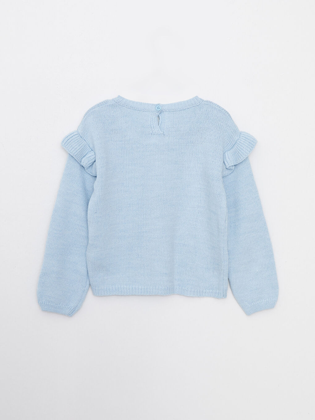 Mavi Bisiklet Yaka Uzun Kollu Nakış Detaylı Kız Bebek Triko Kazak-1