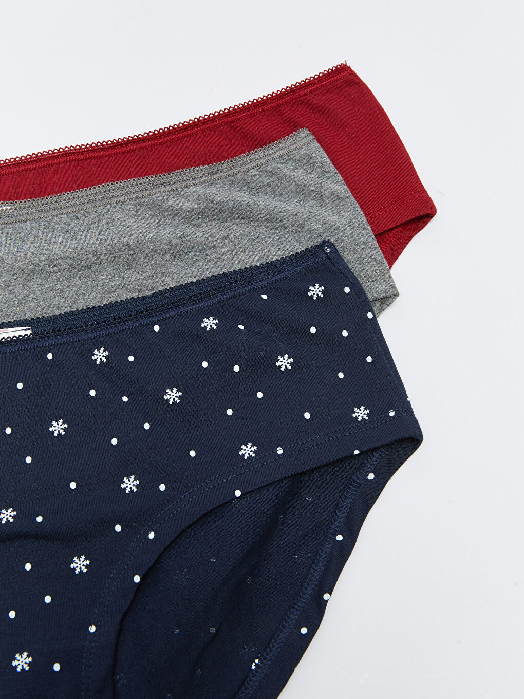 Bordo Desenli Kadın Hipster Külot 3'lü Paket-1