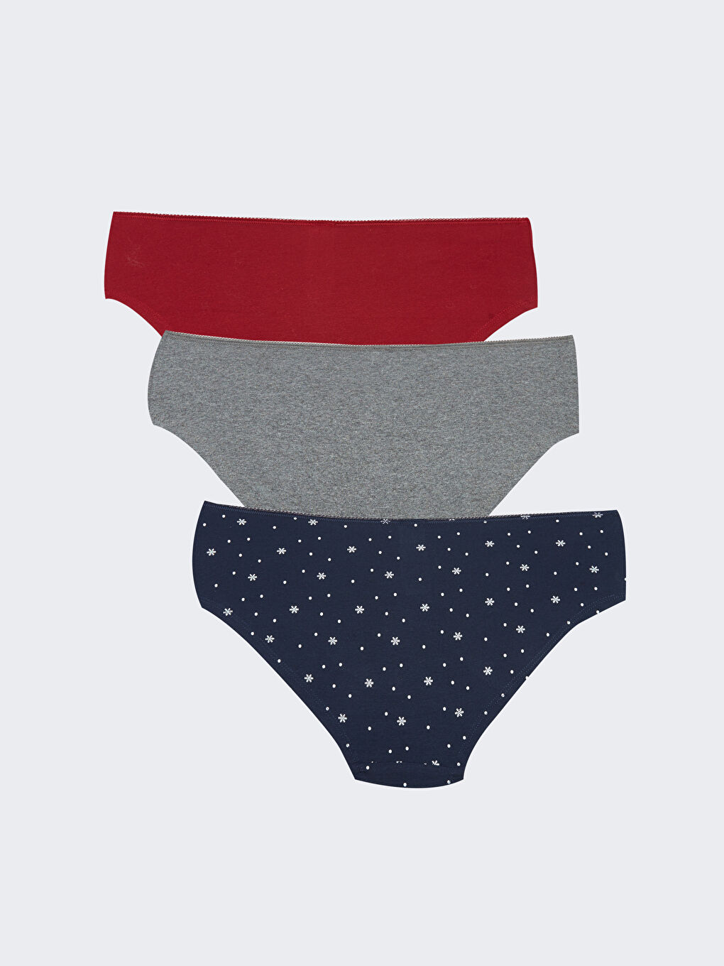 Bordo Desenli Kadın Hipster Külot 3'lü Paket-2