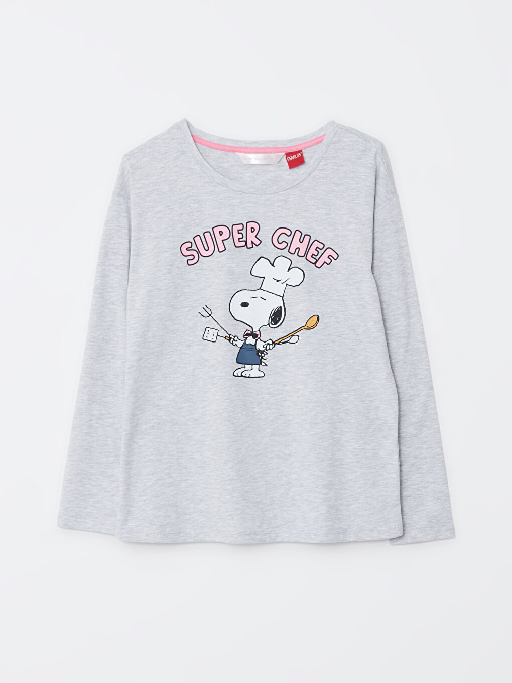 LCW DREAM İndigo Bisiklet Yaka Snoopy Baskılı Uzun Kollu Kadın Pijama Takımı - 6