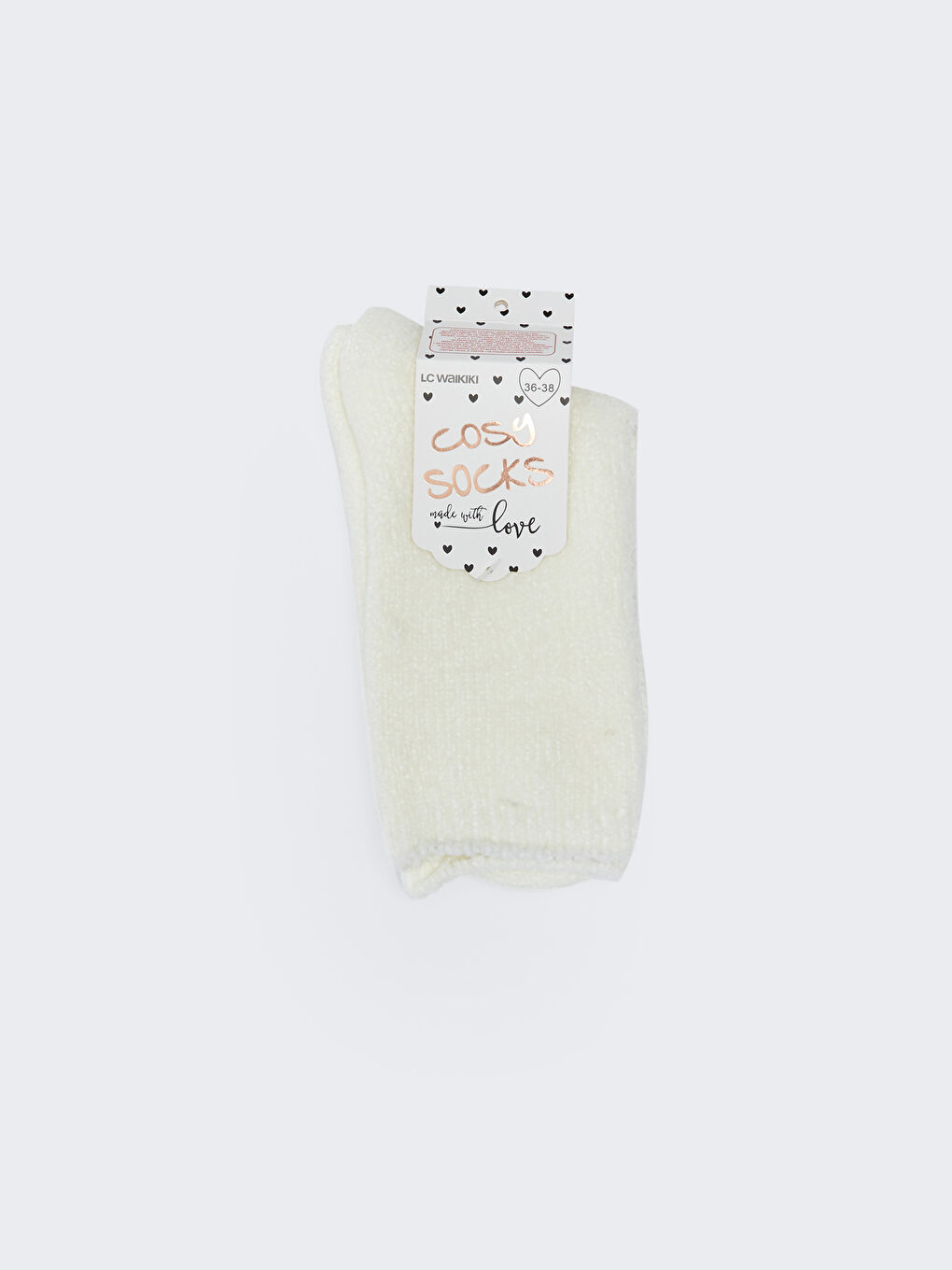 Beyaz Düz Kadife Kadın Çorap