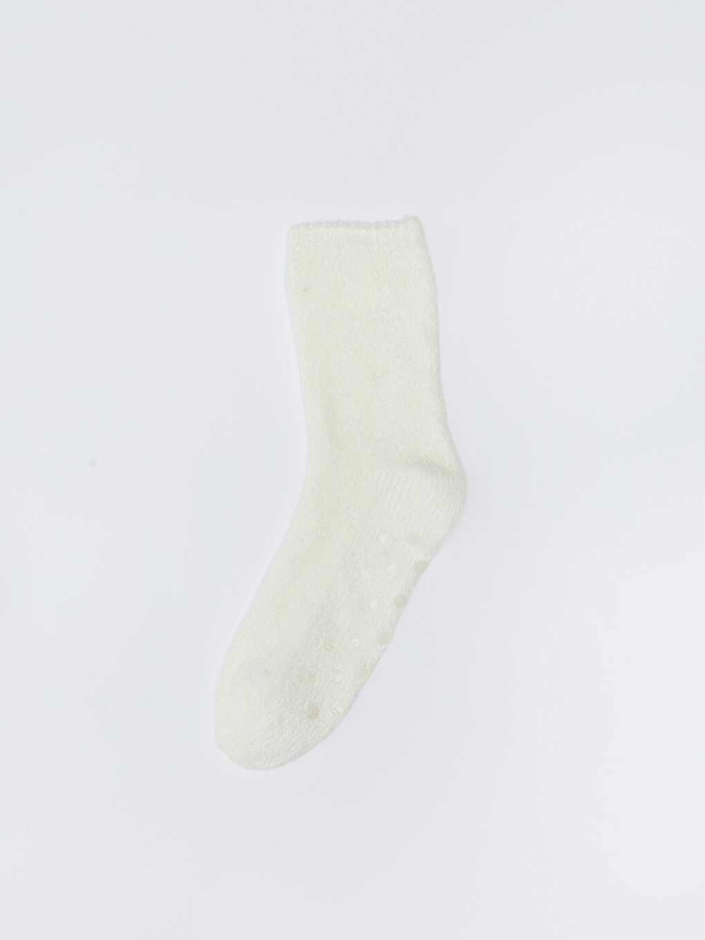 Beyaz Düz Kadife Kadın Çorap-1