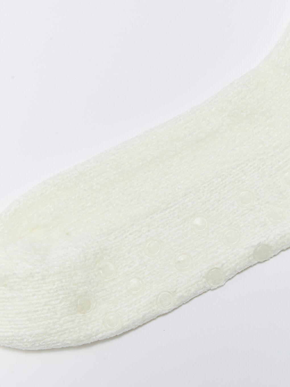 Beyaz Düz Kadife Kadın Çorap-3