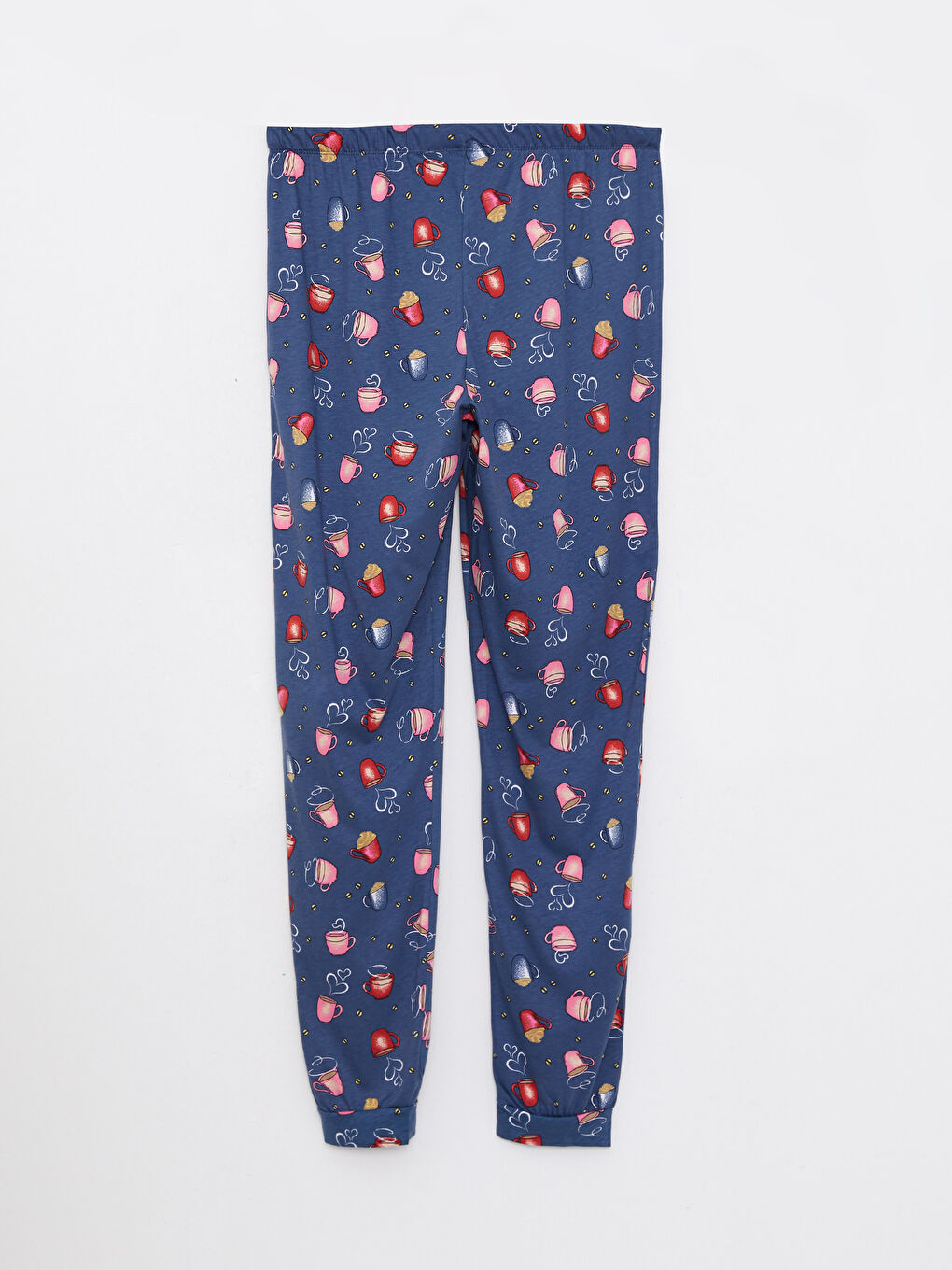 İndigo Beli Lastikli Desenli Pamuklu Kadın Jogger Pijama Altı-6