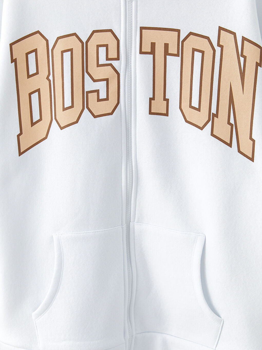 Beyaz Kapüşonlu Baskılı Uzun Kollu Kadın Hırka-8