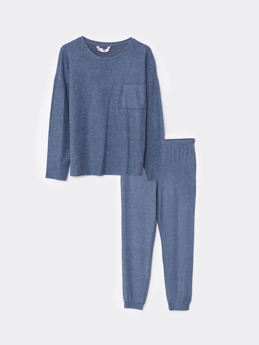 İndigo Bisiklet Yaka Düz Uzun Kollu Kadın Pijama Takımı