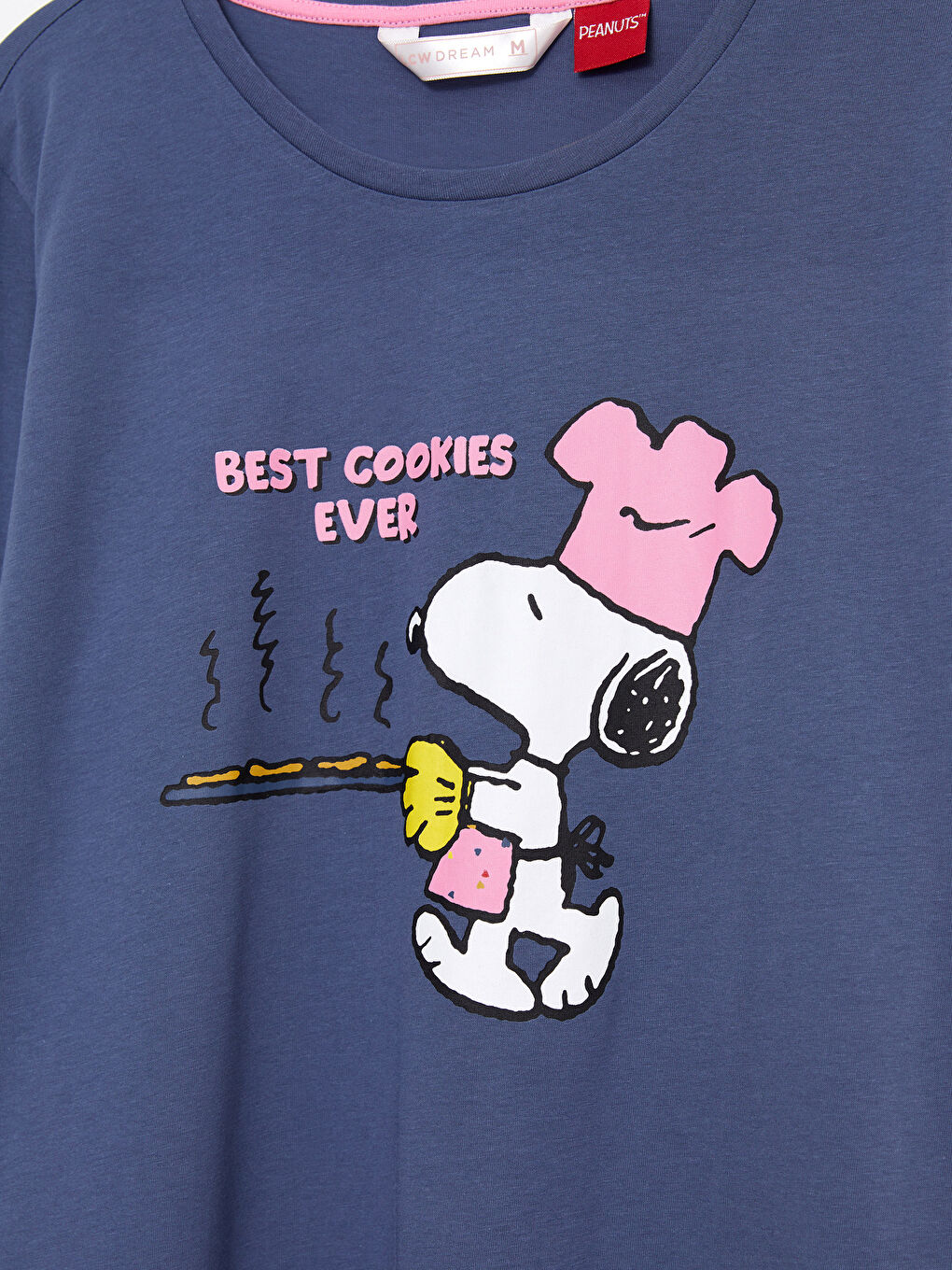 Gri Bisiklet Yaka Snoopy Baskılı Uzun Kollu Kadın Pijama Takımı-7