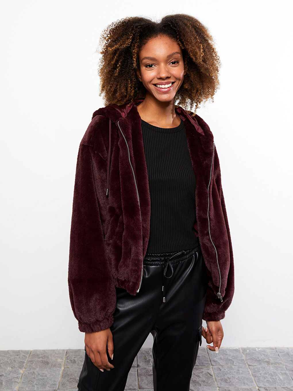 Hooded Women's Plush Coat