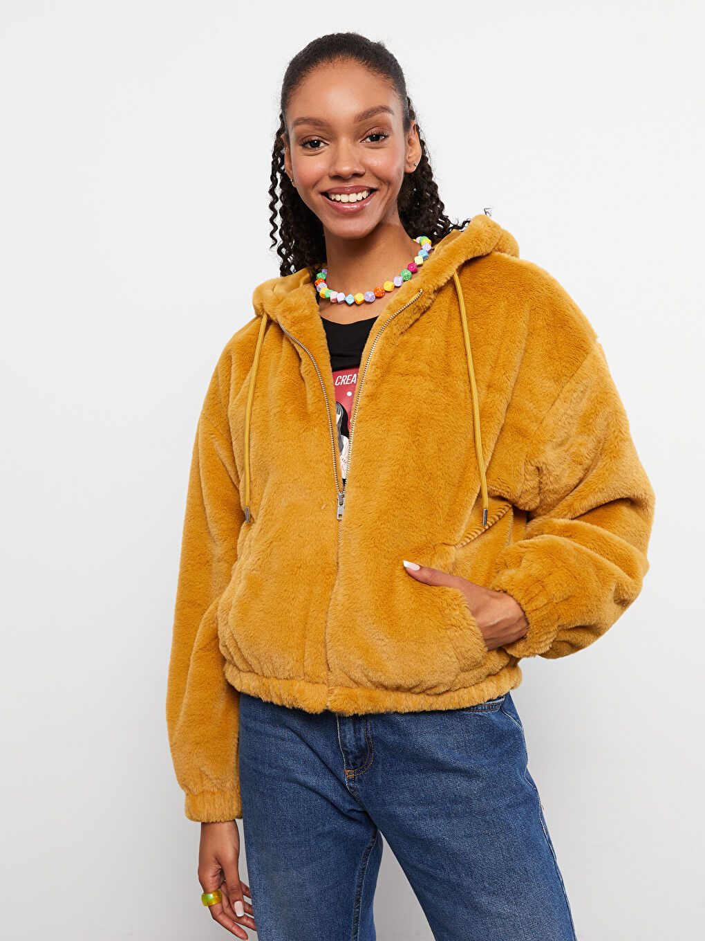LCW ECO Hooded Women's Plush Coat -W29248Z8-S6S