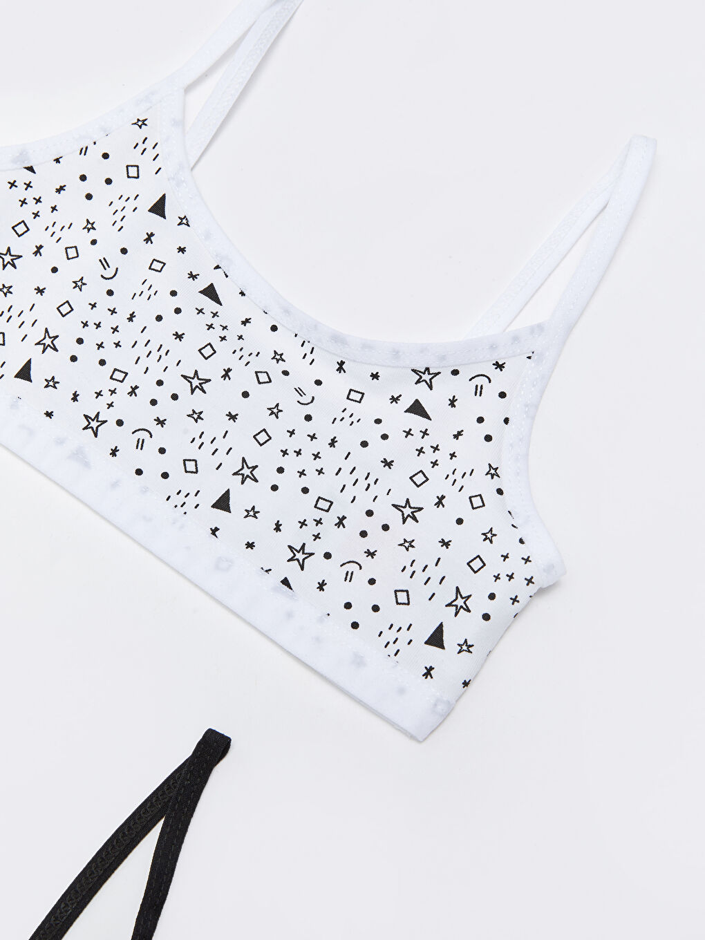 Siyah Baskılı Pamuklu Kız Çocuk Büstiyer 2'li-2