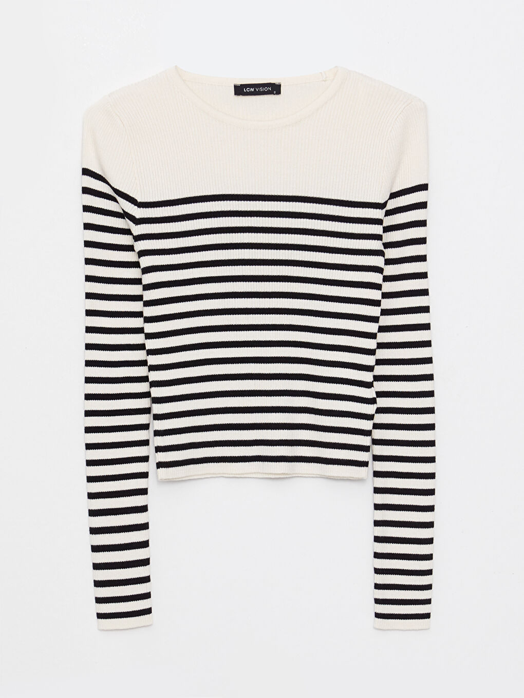 LCW Vision Crew Neck Striped Long Sleeve Women's Knitwear Sweater -W29266Z8-LEG