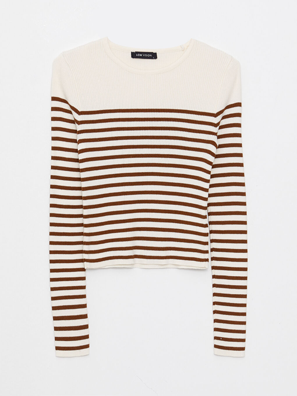 LCW Vision Rundhalsausschnitt Gestreift Langarm Damen Strickpullover -W29266Z8-LKM