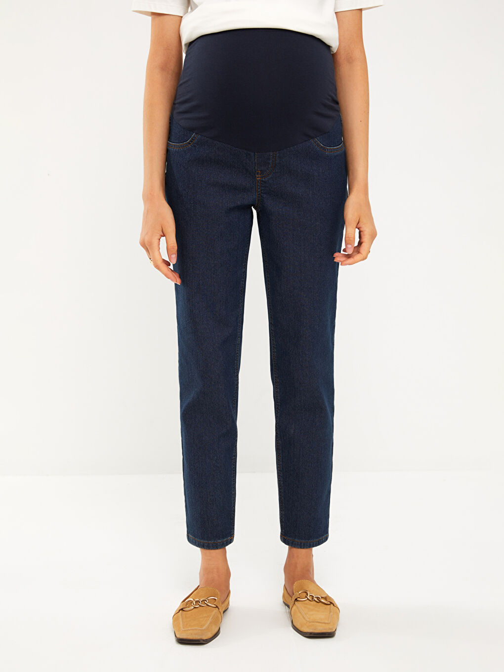 LCWAIKIKI Maternity Mom Fit Regular Trudničke Rodeo Teksas Pantalone sa Pojasom Preko Stomaka -W29270Z8-507
