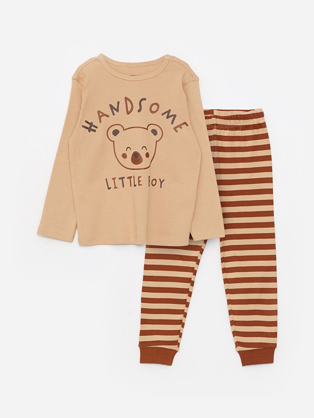 Crew Neck Long Sleeve Printed Baby Boy Pajama Set