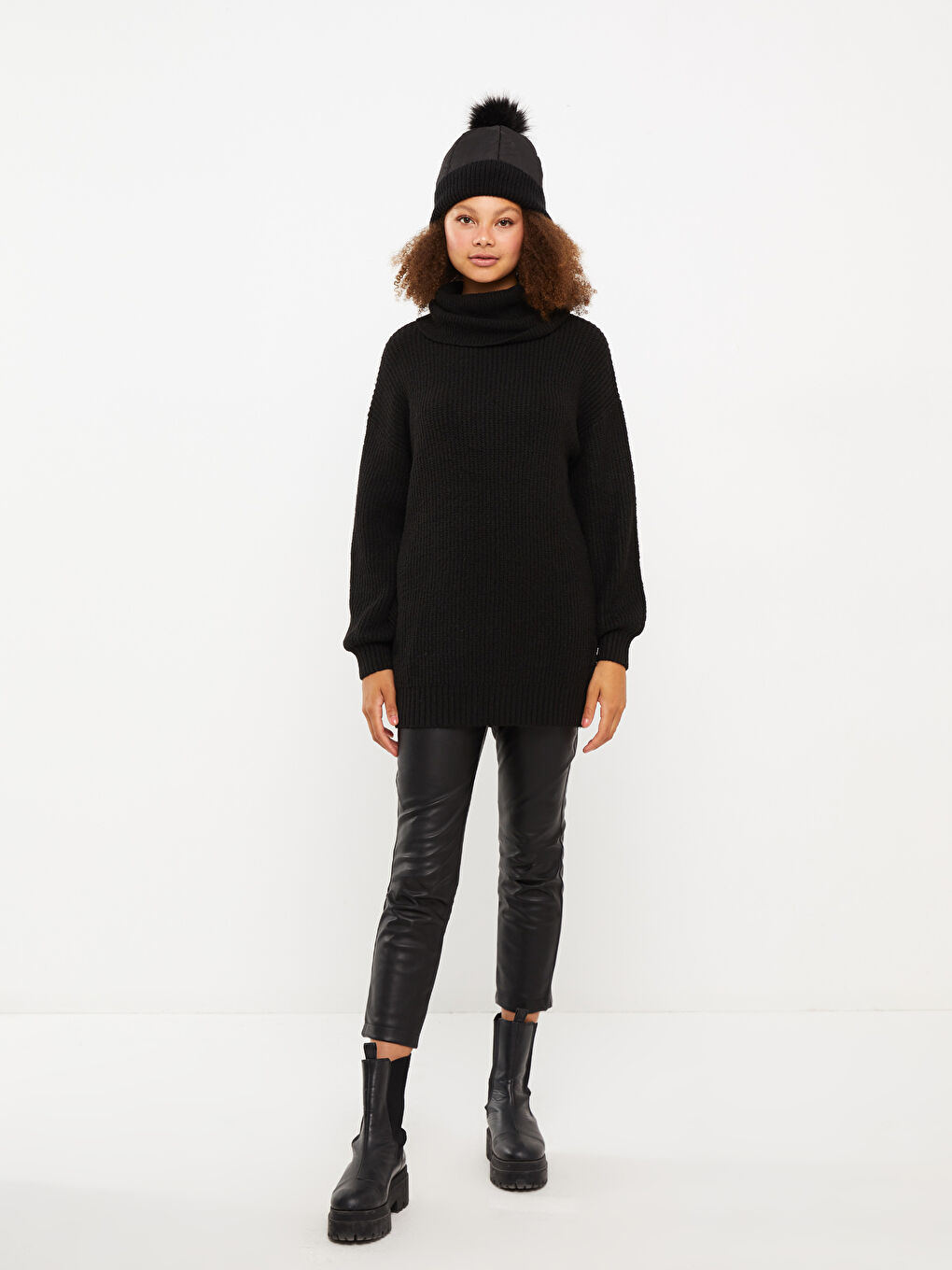 LCW Vision Turtleneck Plain Long Sleeve Women's Knitwear Tunic -W29292Z8-RQN