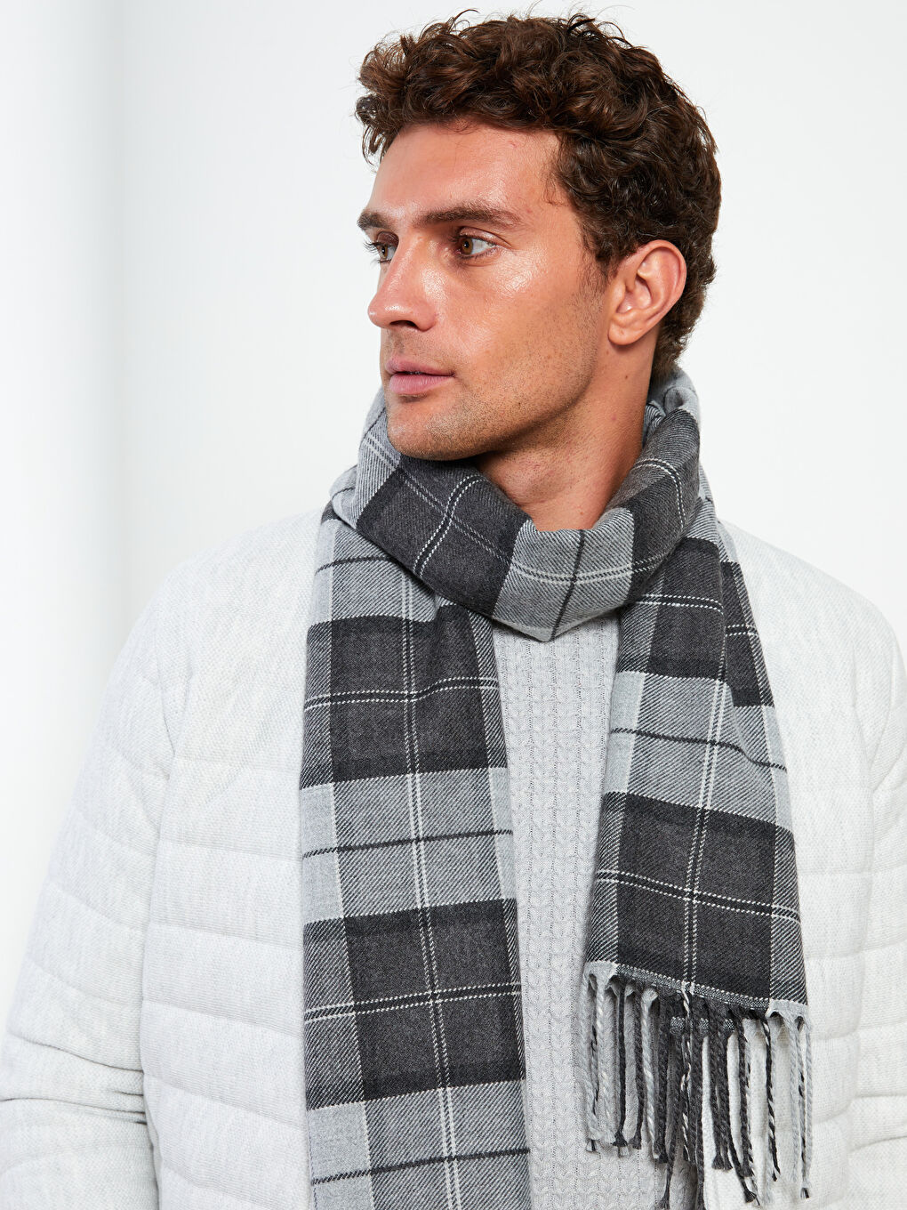 LCW ACCESSORIES Karirani dezen sa resama Muški Šal -W29314Z8-LMK