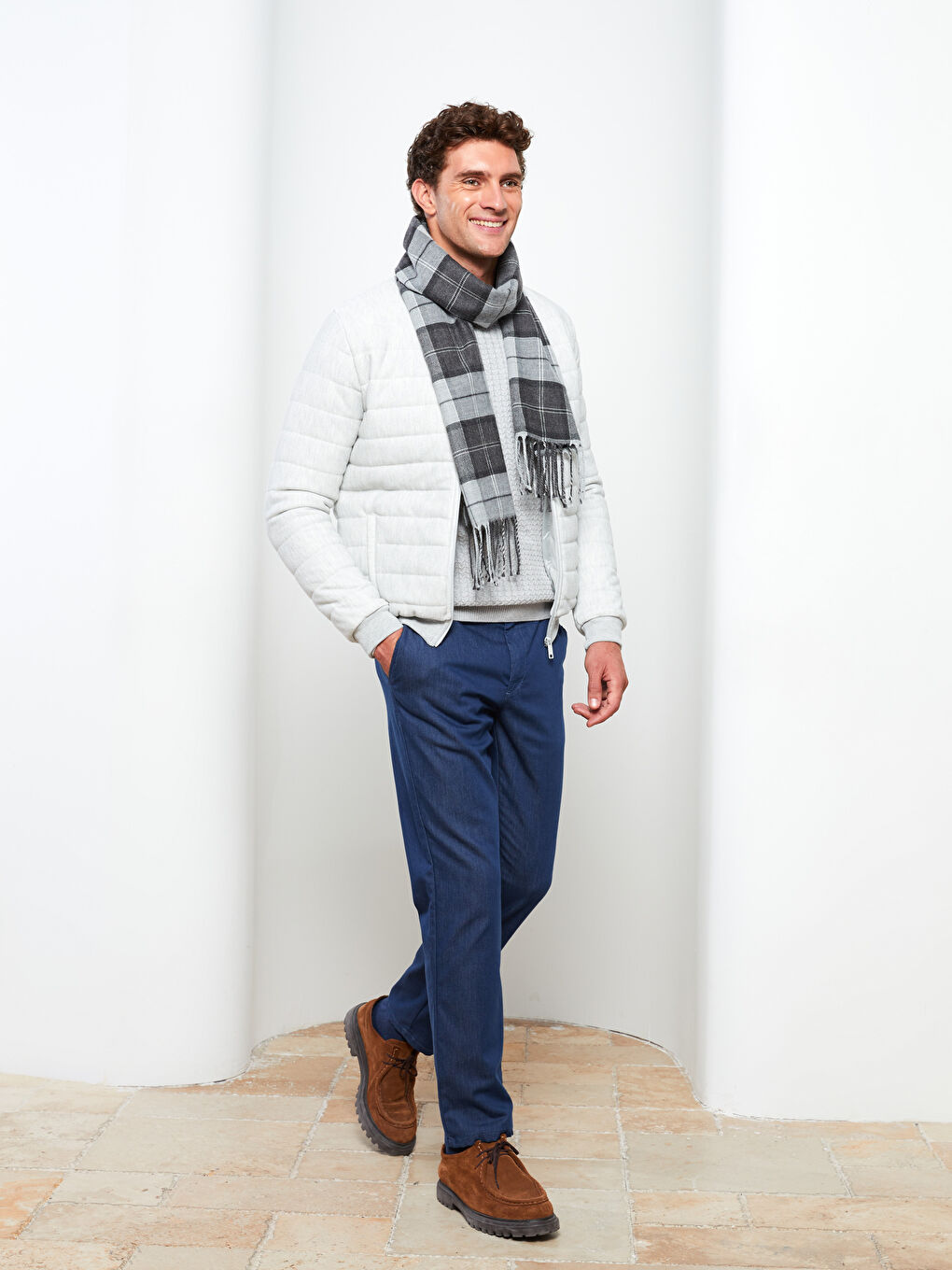 LCW ACCESSORIES Karirani dezen sa resama Muški Šal -W29314Z8-LMK
