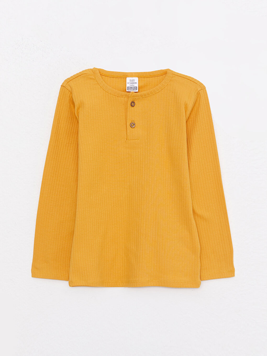 Set de pijama pentru bebeluși fete din bumbac simplu cu mânecă lungă și guler rotund-1