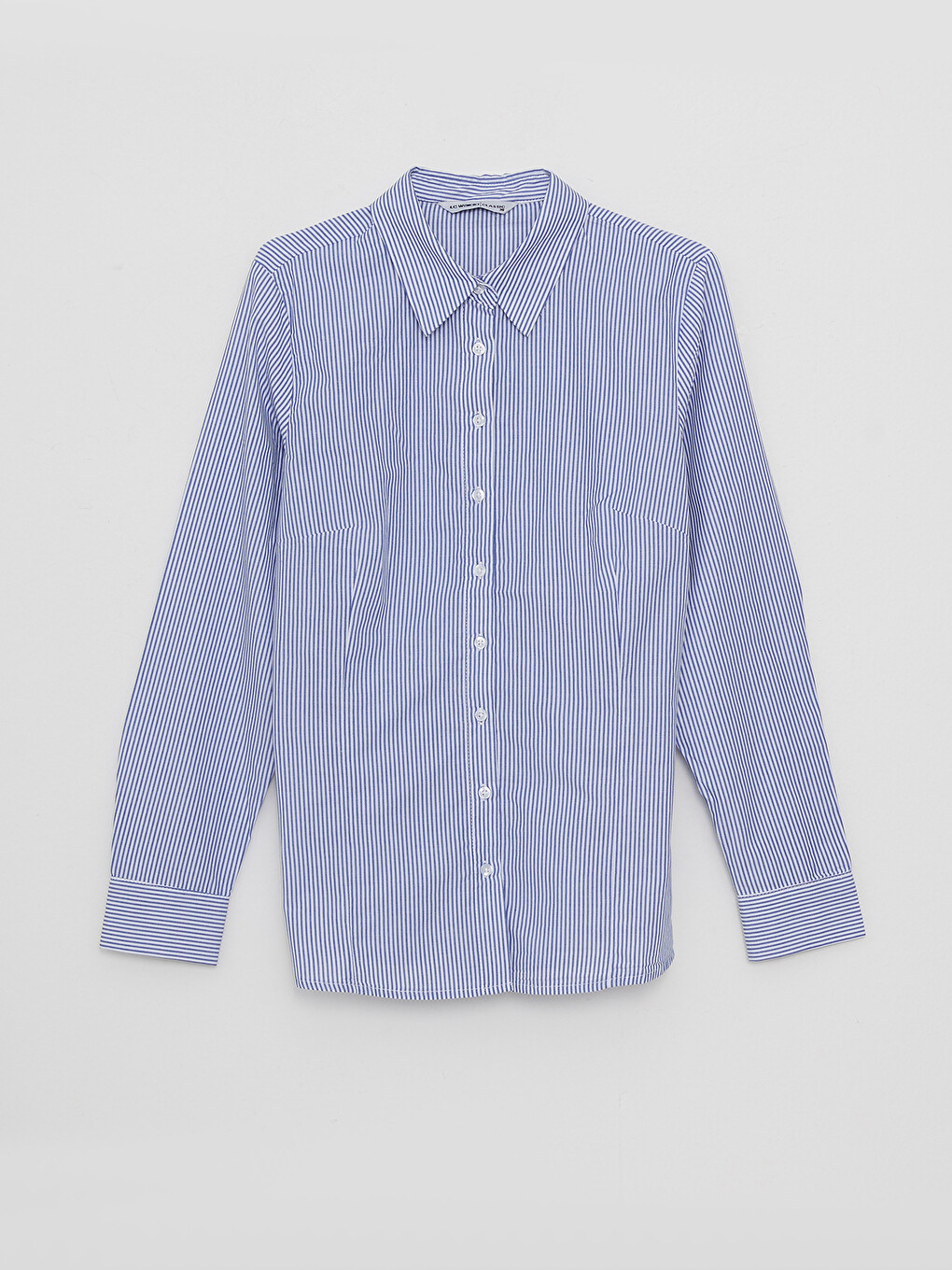 Buttoned Striped Long Sleeve Cotton Women's Shirt-5